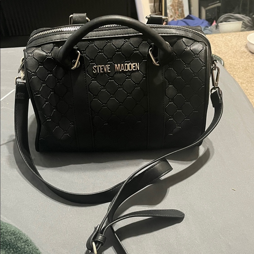 Steve Madden Black Patterned Satchel